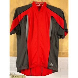 Novara Cycling Jersey Mens‎ Medium Red Gray Full Zip Short Sleeve Bike